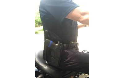 Dangerous confusion possible with blue striped firearm grip